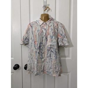 TOLANI COLLECTION Blouse Button-up Marble Business Sz L White